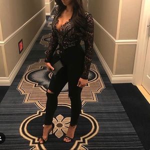 Black lace bodysuit